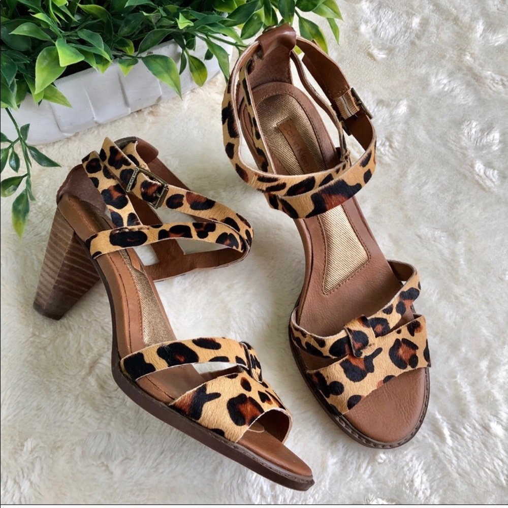 Calvin Klein calf hair cheetah lailie heel sandals